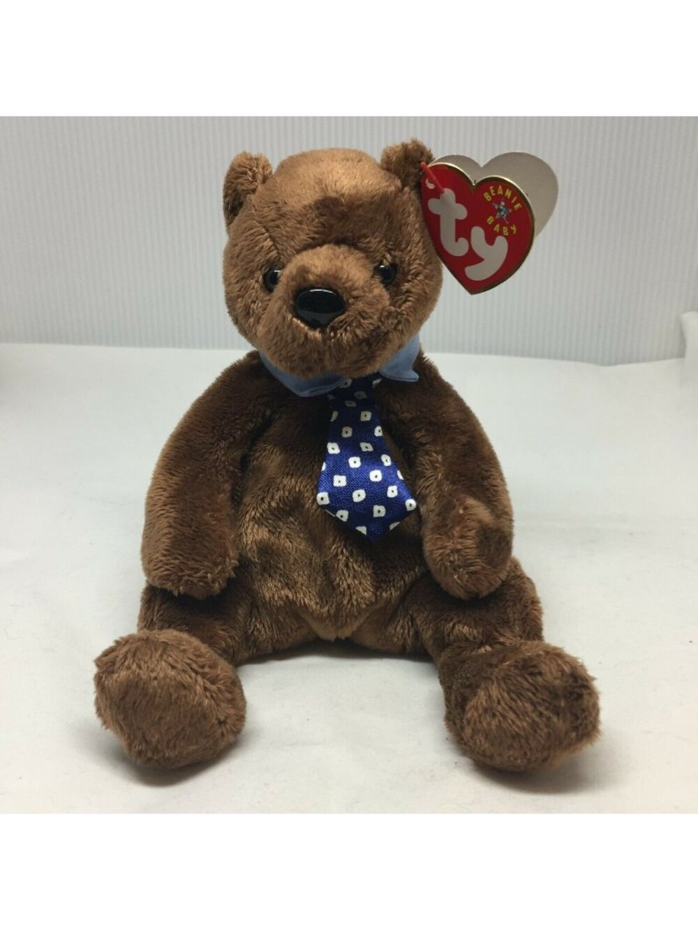 Ty Beanie Baby Hero Brown Bear Blue Tie Plush Stuffed Animal W Tag June 18 2000